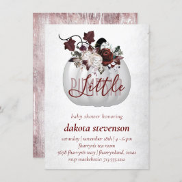 Little Pumpkin | Dark Red Pink Floral Baby Dusche Einladung