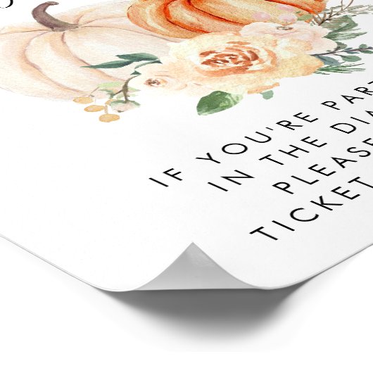 Little Pumpkin Diaper Raffle Baby Dusche Poster (Ecke)