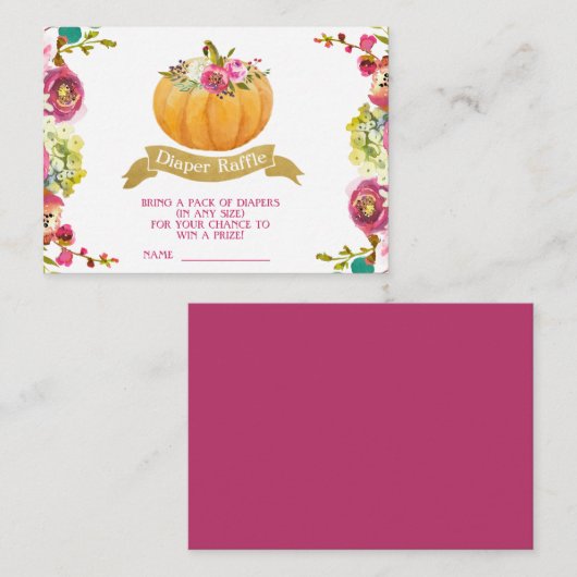 Little Pumpkin Diaper Raffle Enclosure Card Begleitkarte (Vorne/Hinten)