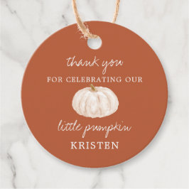 Little Pumpkin Earthy Fall Baby Duwer Fevor Tags Geschenkanhänger