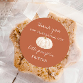 Little Pumpkin Earthy Fall Baby Shower Fevor Runder Aufkleber