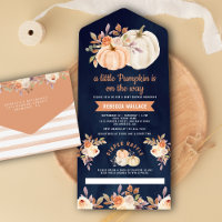 Little Pumpkin Earthy Floral Navy Blue Baby Dusche