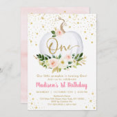 Little Pumpkin Einladung zum ersten Geburtstag (Vorne/Hinten)