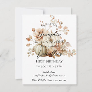 Little Pumpkin Einladung zum ersten Geburtstag - H