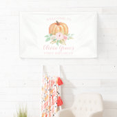 Little Pumpkin ersten Geburtstag rosa Blumenbanner Banner (Insitu)