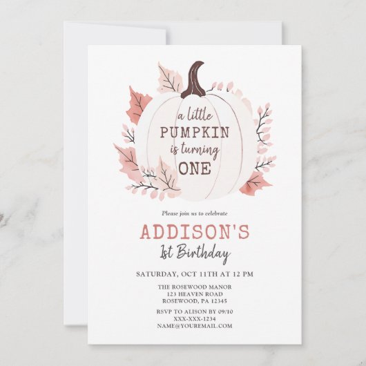 Little Pumpkin Erster Geburtstag Einladung (Vorderseite)