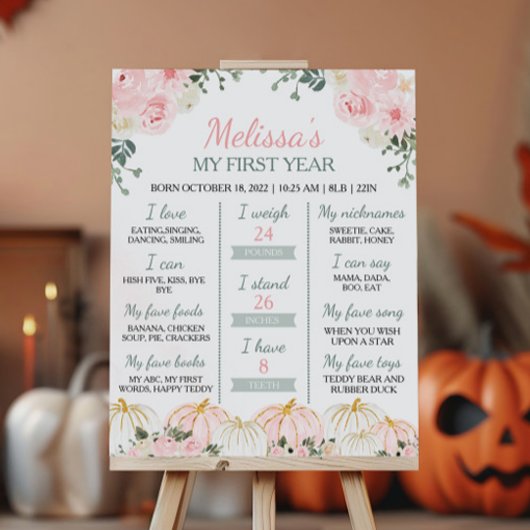 Little Pumpkin Erster Geburtstag Milestone Zeichen Poster