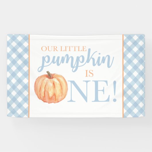 Little Pumpkin Erster Geburtstag Pastel Blue Banner (Horizontal)