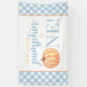 Little Pumpkin Erster Geburtstag Pastel Blue Banner (Vertikal)