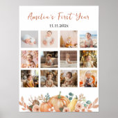 Little Pumpkin Erstes Jahr Foto Meilenstein Poster (Vorne)