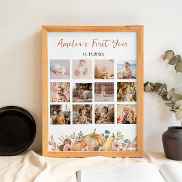 Little Pumpkin Erstes Jahr Foto Meilenstein Poster