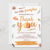 Little Pumpkin Fall 1. Geburtstag Dankeskarte (Vorderseite)