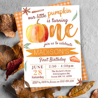 Little Pumpkin Fall 1. Geburtstag Einladung