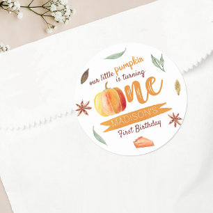 Little Pumpkin Fall 1. Geburtstag Runder Aufkleber