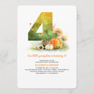 Little Pumpkin Fall 4. Geburtstagsfeier Party Einl Einladung