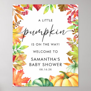 Little Pumpkin Fall Baby Dusche Begrüßungszeichen Poster