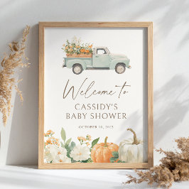 Little Pumpkin Fall Baby Dusche Begrüßungszeichen Poster