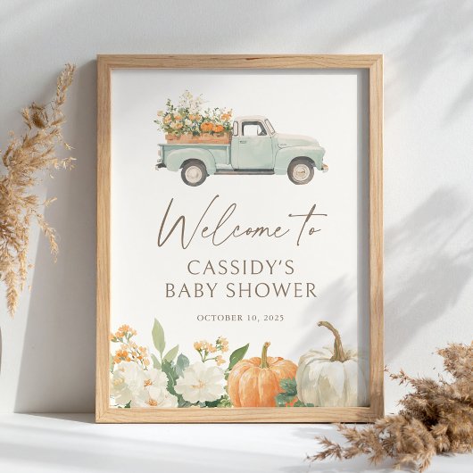 Little Pumpkin Fall Baby Dusche Begrüßungszeichen Poster