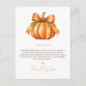 Little Pumpkin Fall Baby Dusche Danke Postkarte (Vorderseite)