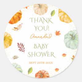 Little Pumpkin Fall Baby Dusche Danke Runder Aufkleber
