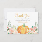 Little Pumpkin Fall Baby Dusche Dankeskarte (Vorderseite)