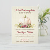 Little Pumpkin Fall Baby Dusche Einladung (Stehend Vorderseite)