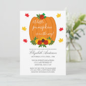 Little Pumpkin Fall Baby Dusche Einladung (Stehend Vorderseite)