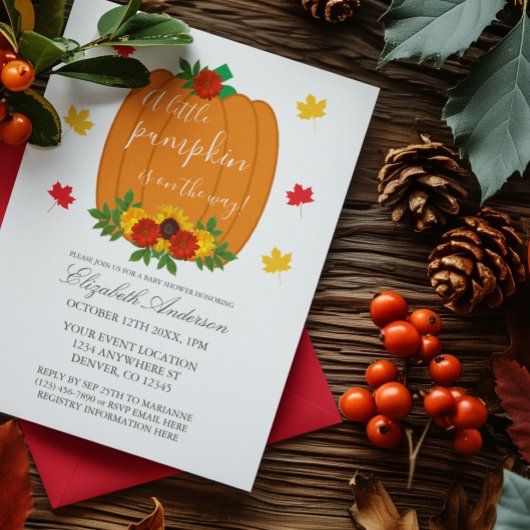 Little Pumpkin Fall Baby Dusche Einladung
