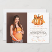 Little Pumpkin Fall Baby Dusche Foto Dankeskarte (Vorderseite)