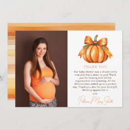 Little Pumpkin Fall Baby Dusche Foto Dankeskarte