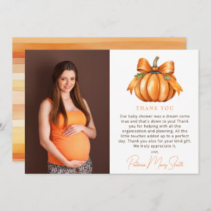 Little Pumpkin Fall Baby Dusche Foto Dankeskarte