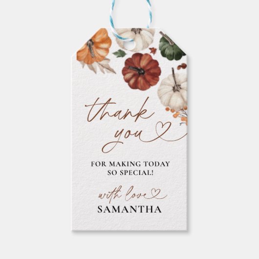 Little Pumpkin Fall Baby Dusche Geschenkanhänger (Vorderseite)