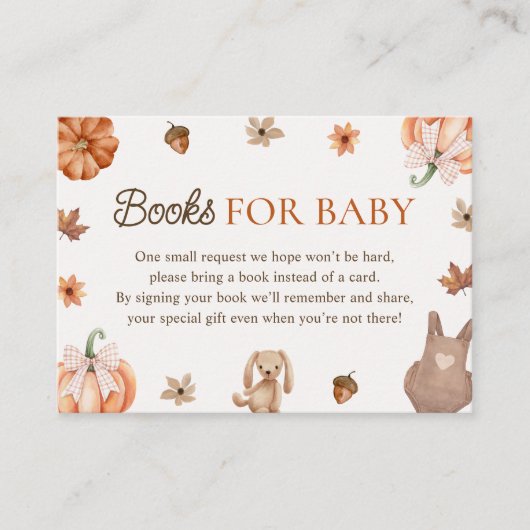 Little Pumpkin Fall Baby Shower Books für Baby Begleitkarte (Vorderseite)