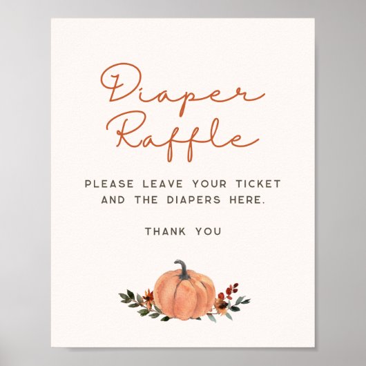 Little Pumpkin Fall Baby Shower Diaper Raffle Poster (Vorne)