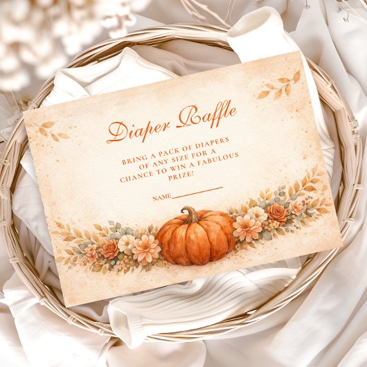 Little Pumpkin Fall Baby Shower Diapper Raffle Begleitkarte