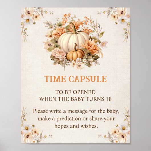 Little Pumpkin Fall Baby Shower Time Kapseluntersc Poster (Vorne)