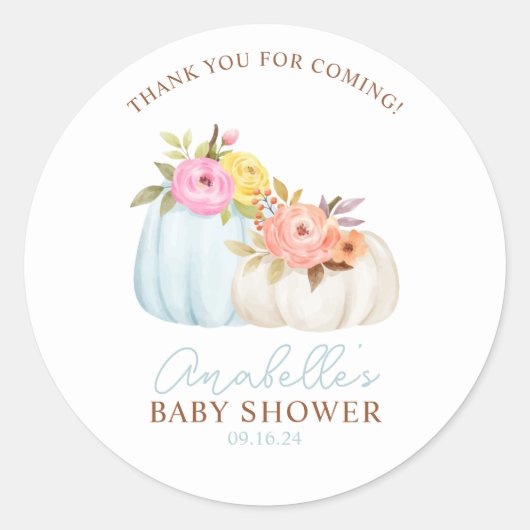 Little Pumpkin Fall Babydusche Personalisiert Runder Aufkleber (Vorderseite)
