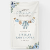 Little Pumpkin Fall Blue Boy Baby Dusche Willkomme Banner (Vertikal)