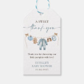 Little Pumpkin Fall Blue Boy Baby Shower Fevor Geschenkanhänger (Vorderseite)