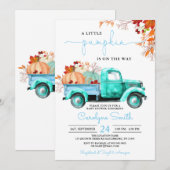 Little Pumpkin Fall Blue Truck Baby Dusche Einladung (Vorne/Hinten)