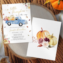 Little Pumpkin Fall Blue Vintag Truck Baby Dusche