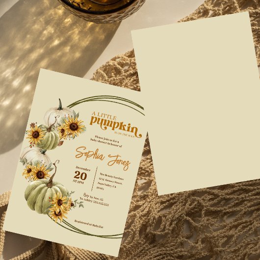 Little Pumpkin Fall Blume Wasserfarbe Kinderdusche Einladung