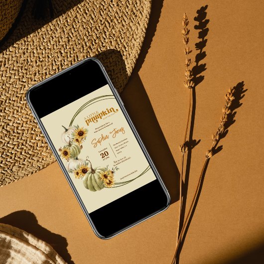 Little Pumpkin Fall Blume Wasserfarbe Kinderdusche Einladung