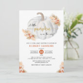 Little Pumpkin Fall Boho Pampas Grass Baby Dusche Einladung (Stehend Vorderseite)