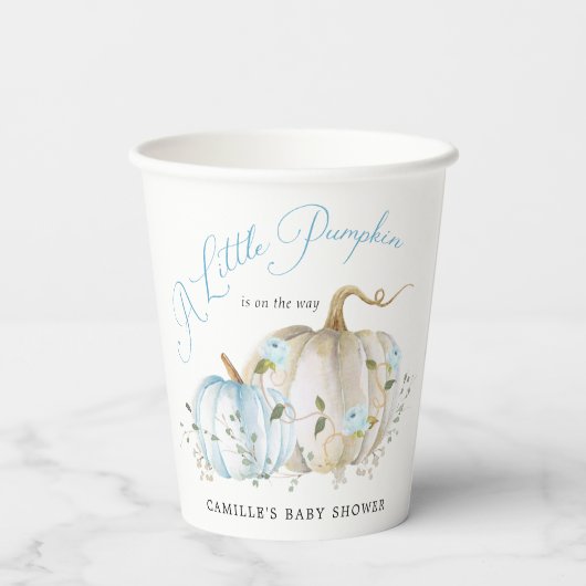 Little Pumpkin Fall Boy Babydusche Pappbecher (Rückseite)