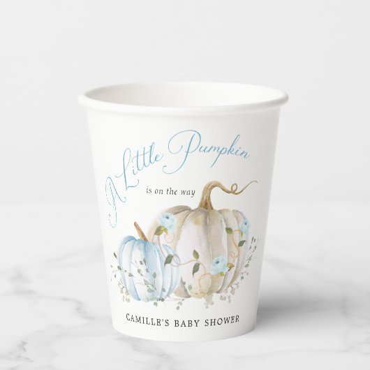 Little Pumpkin Fall Boy Babydusche Pappbecher (Vorderseite)