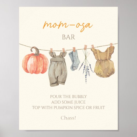 Little Pumpkin Fall Clothes Girl Mama osa Bar Poster (Vorne)
