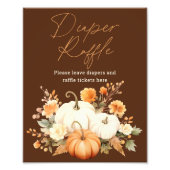 Little Pumpkin Fall Diaper Raffle Baby Shower Sign Fotodruck (Vorne)