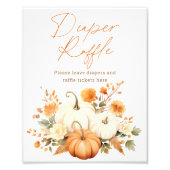 Little Pumpkin Fall Diaper Raffle Baby Shower Sign Fotodruck (Vorne)