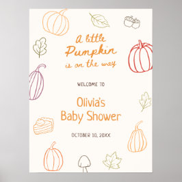 Little Pumpkin Fall Doodle Babydusche Willkommen Poster